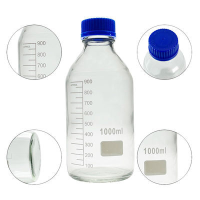 OEM ODM 1000ml 反応剤 メディア ガラス 青いスクリューキャップの実験用ボトル