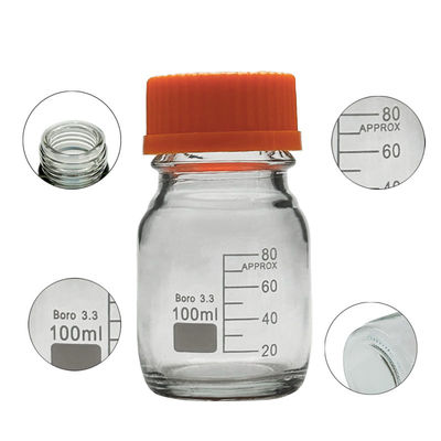 調節可能な100ml ガラス 実験用ボトル メディア 貯蔵 reagent ボトル