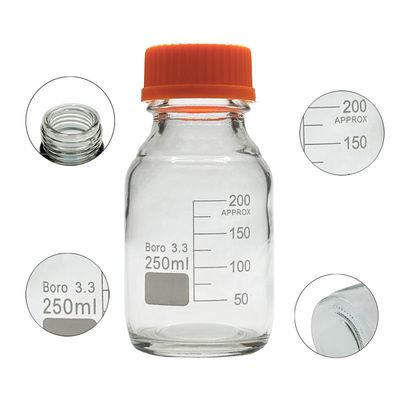 品質  Customizable Laboratory 250ml Round Bottom Yellow Screw Glass Media Storage Reagent Bottle 工場