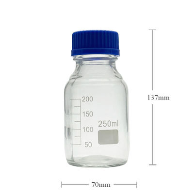 OEM ODM 250ml 反応剤 メディア ガラス 実験室 ボトル 青い スクリュー キャップ
